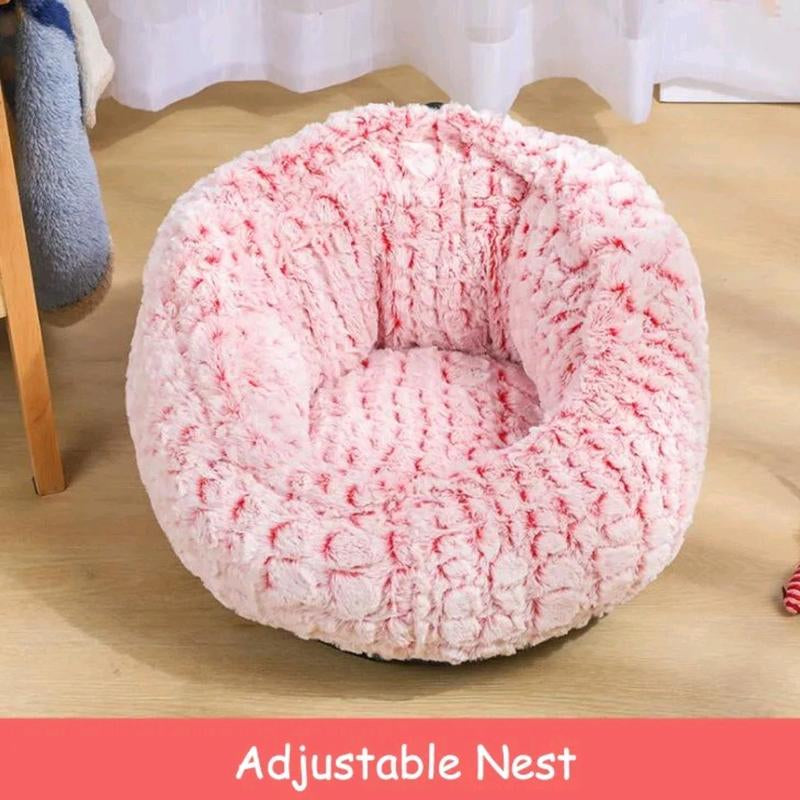 Cat Dog Soft Nest, Non-Slip Plush round Kennel -Nest Cushion