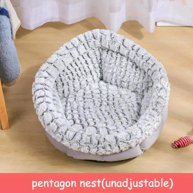 Cat Dog Soft Nest, Non-Slip Plush round Kennel -Nest Cushion