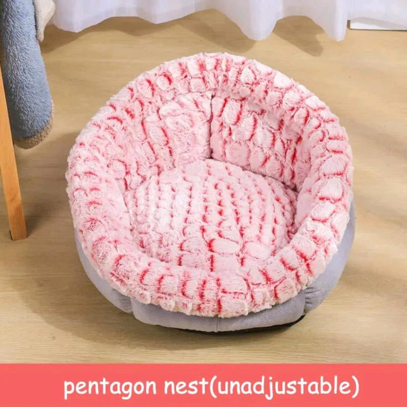 Cat Dog Soft Nest, Non-Slip Plush round Kennel -Nest Cushion