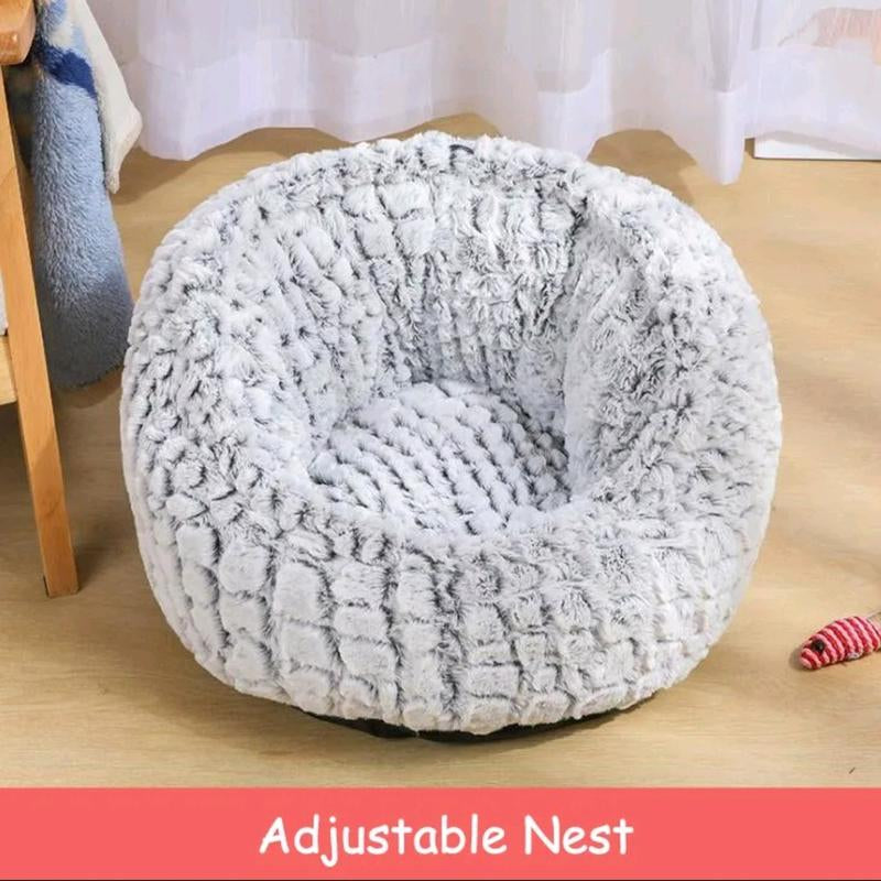 Cat Dog Soft Nest, Non-Slip Plush round Kennel -Nest Cushion